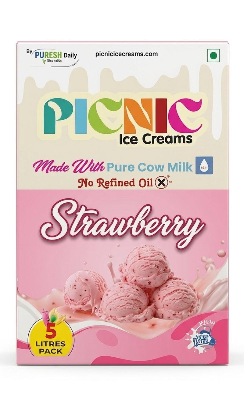 Premium Strawberry Ice cream - 5L Pack