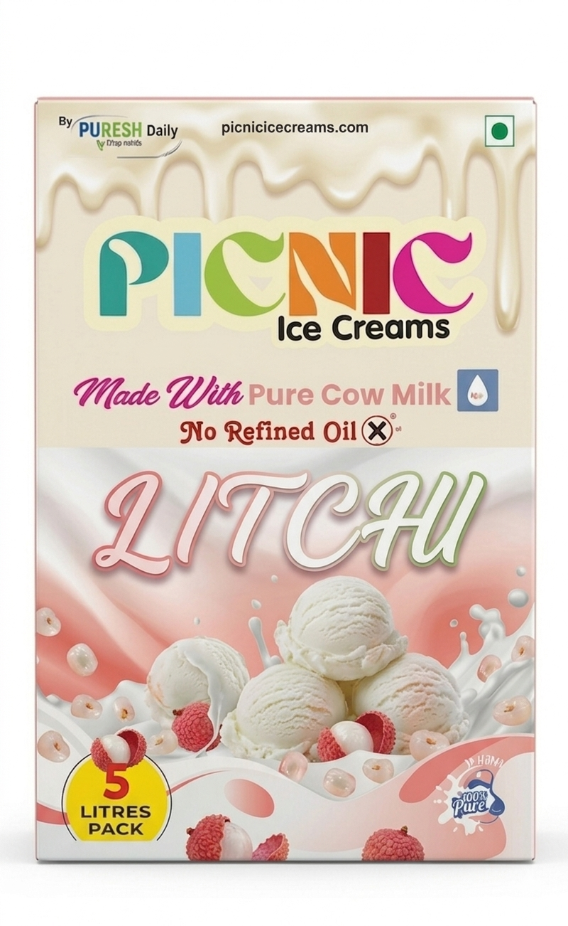 Premium Litchi Ice cream - 5L Pack