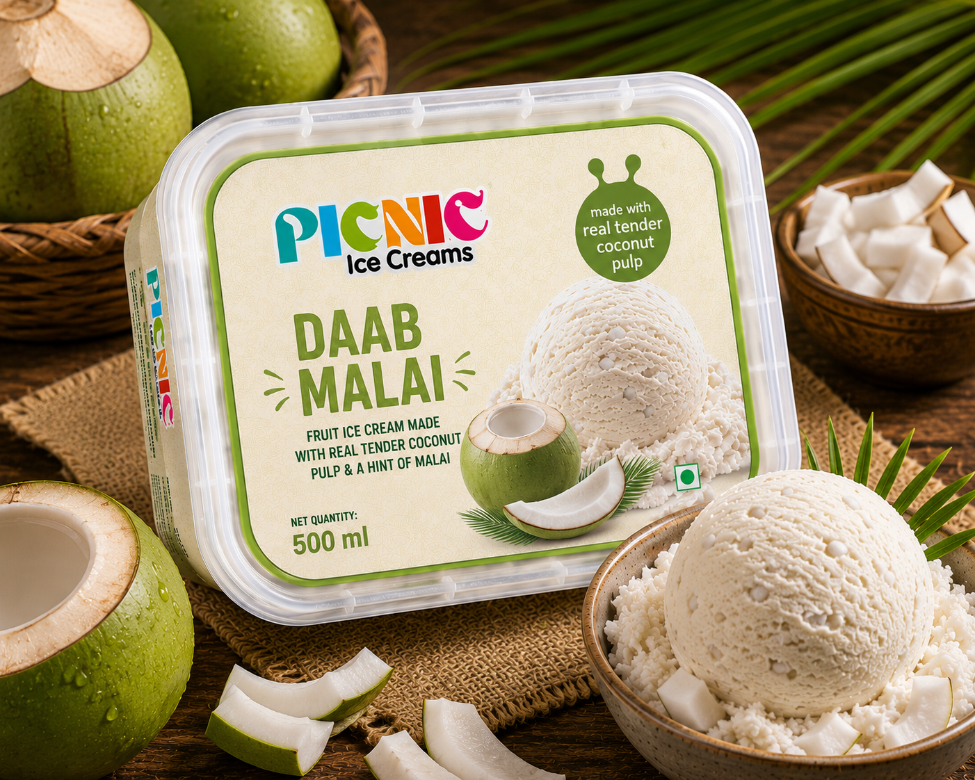 Luxury Daab Malai Ice cream - 500ml Tub