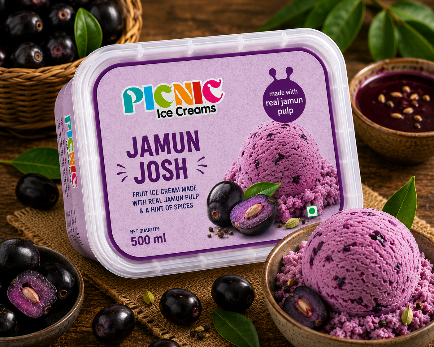 Luxury Jamun josh Ice cream - 500ml Tub