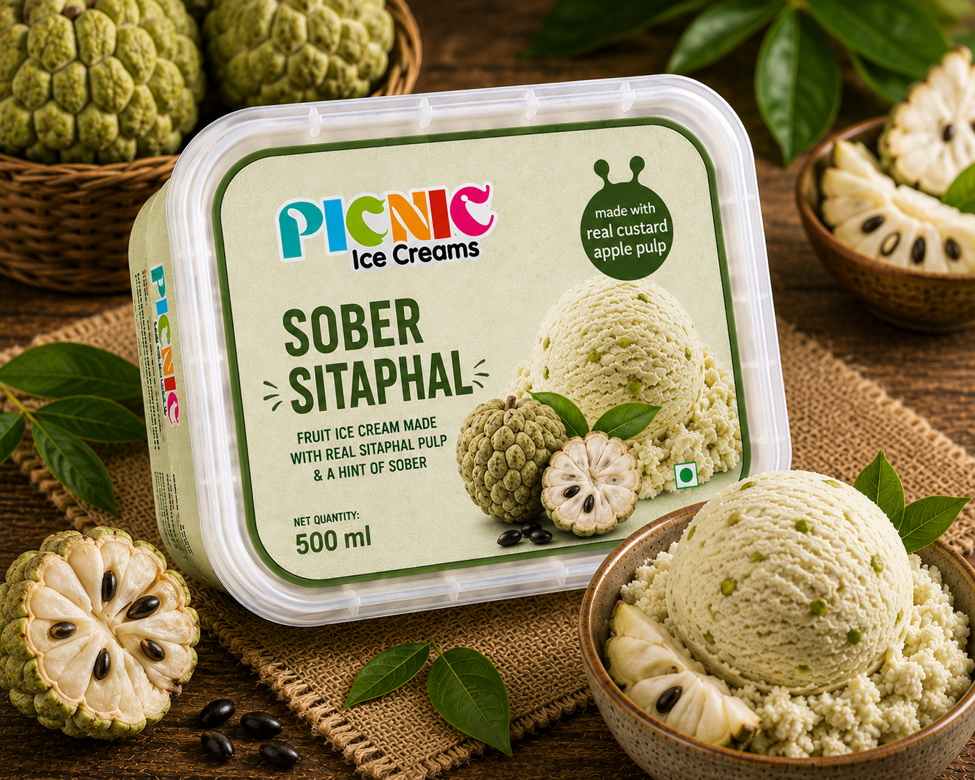 Luxury Sober sitaphall Ice cream - 500ml Tub