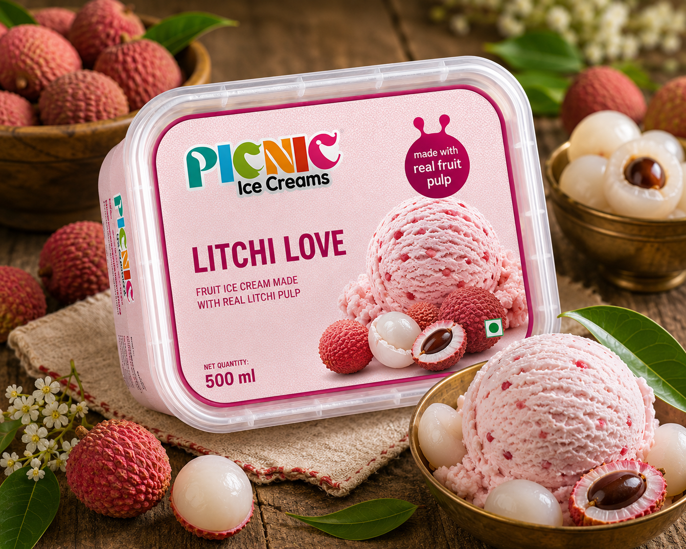 Luxury Litchi love Ice cream - 500ml Tub