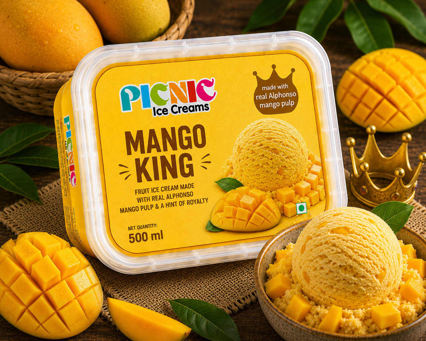 Luxury Mango king Ice cream - 500ml Tub