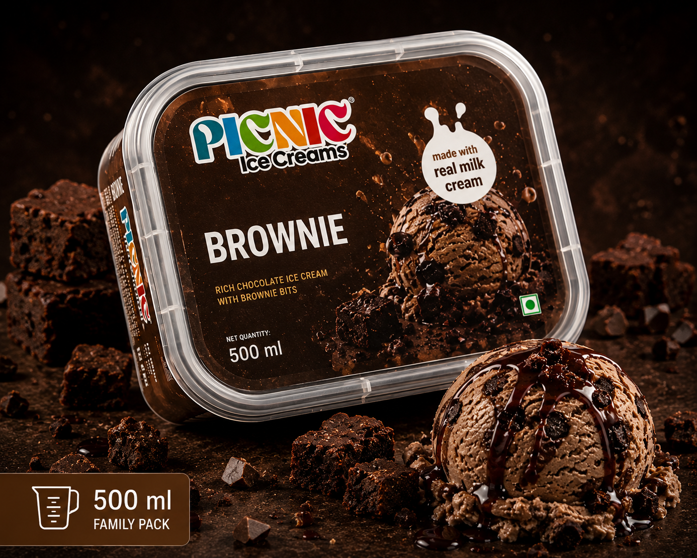 Exotic Brownie Ice cream - 500ml Tub