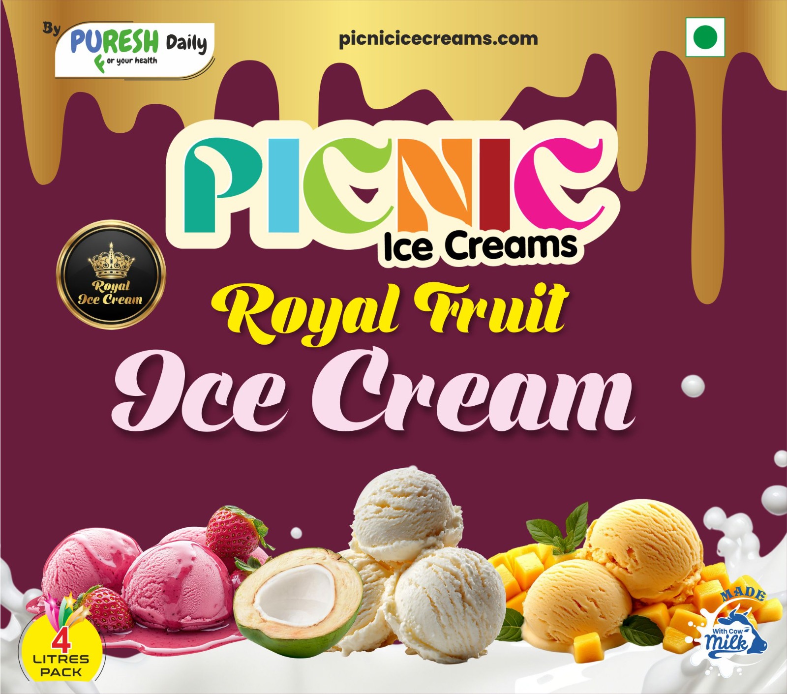 Luxury Asli alphonso Ice cream - 4L Pack